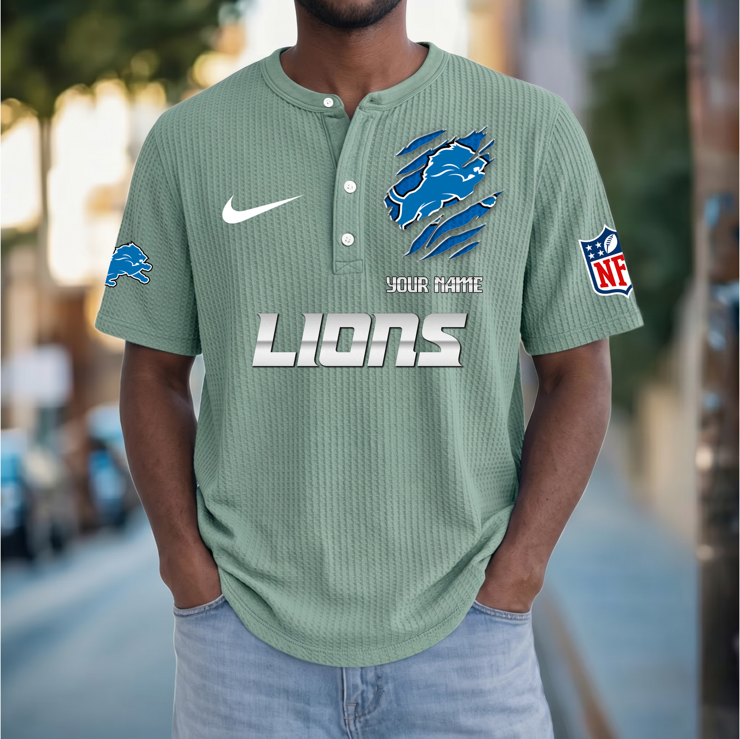 PREMIUM NFL  X  DL Crew neck button Henry Shirt Limited Editions NDT VHM 230426