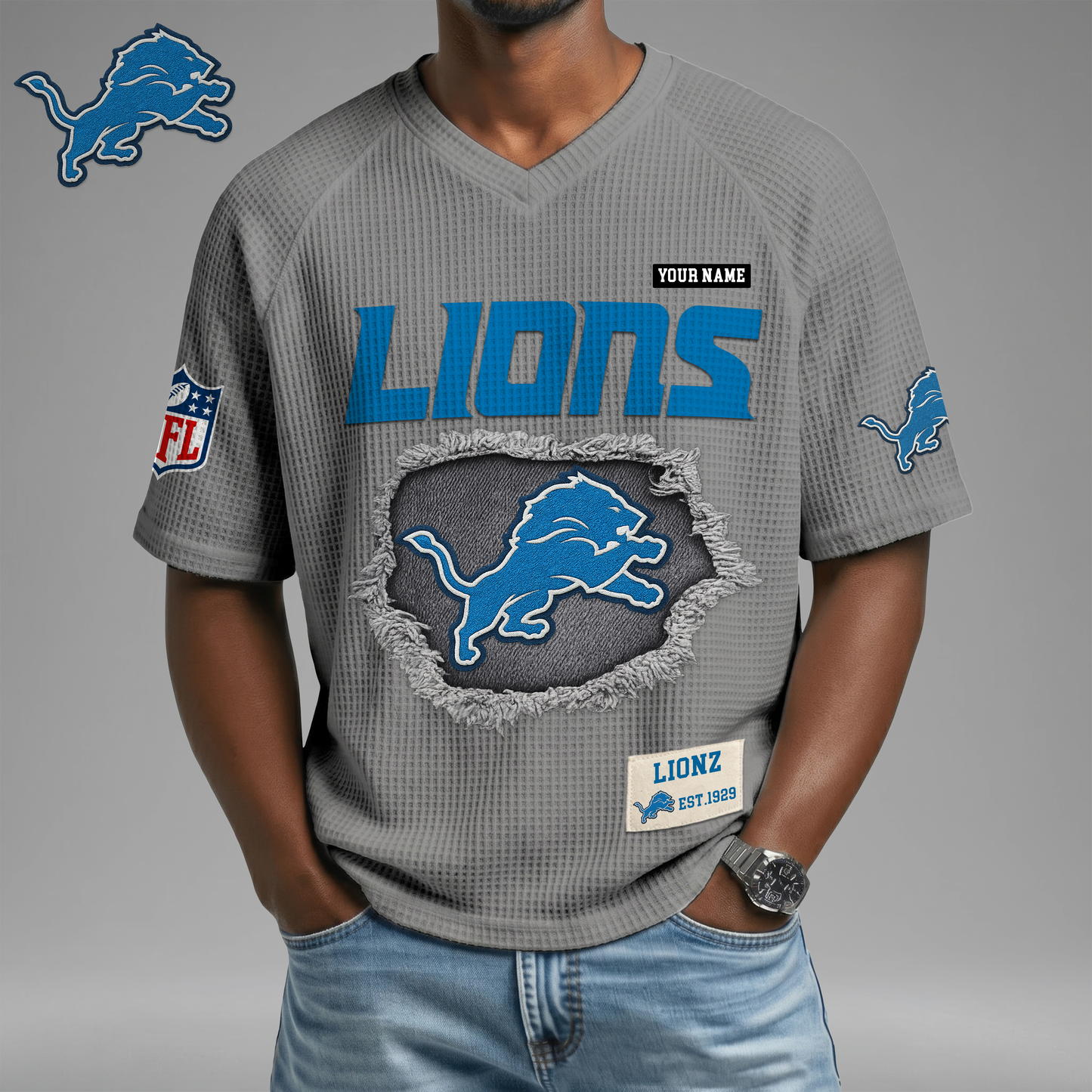 PREMIUM NFL X DL Game Day Waffle V-neck T-shirt 110626