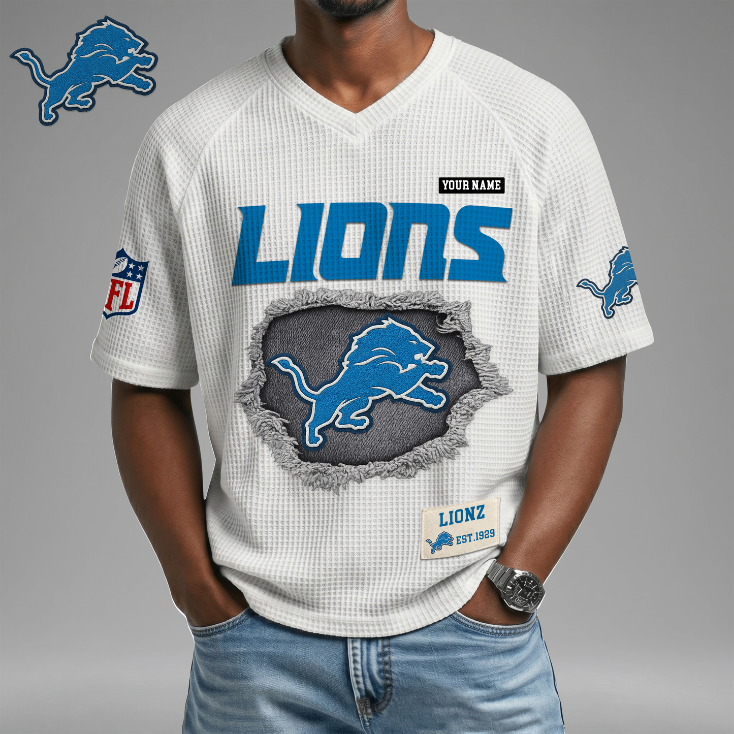 PREMIUM NFL X DL Game Day Waffle V-neck T-shirt 110626
