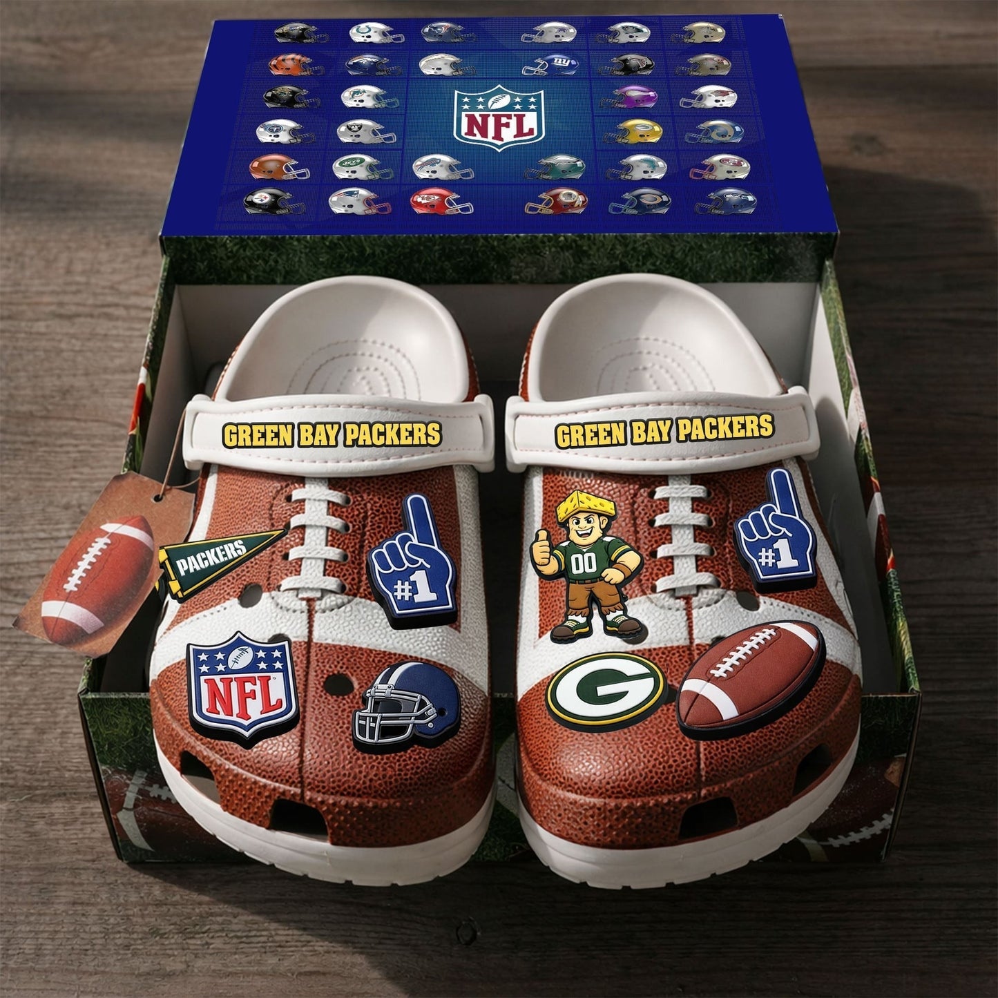 PREMIUM NFL X GB CLOGS WITH CHARMS NDT NHM