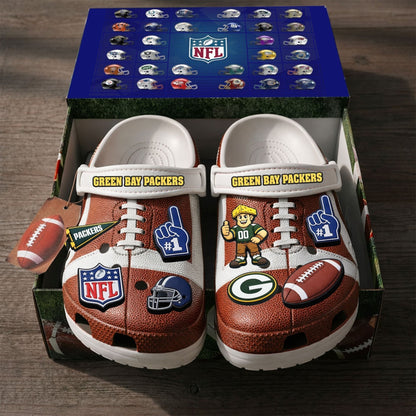 PREMIUM NFL X GB CLOGS WITH CHARMS NDT NHM
