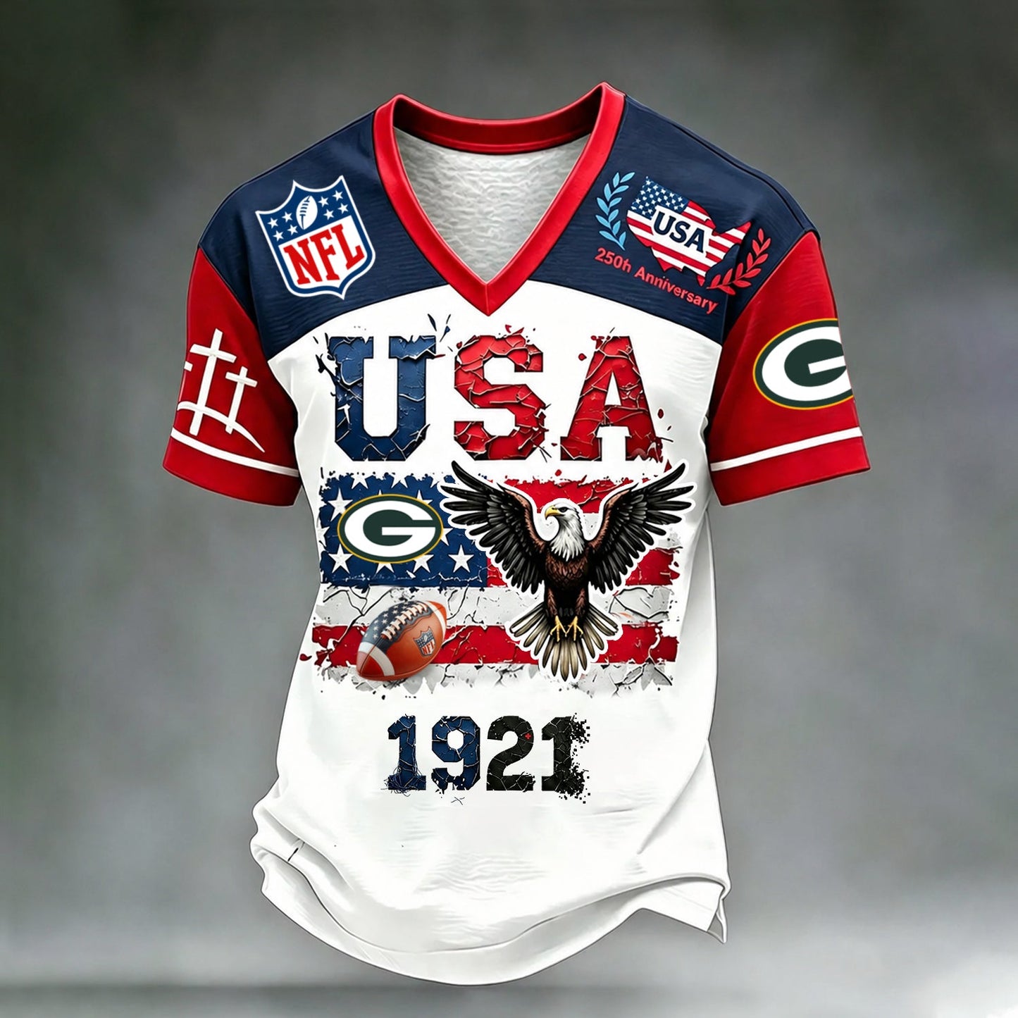 PREMIUM NFL X GB LUXURY V-Neck T- Shirt V3 130626