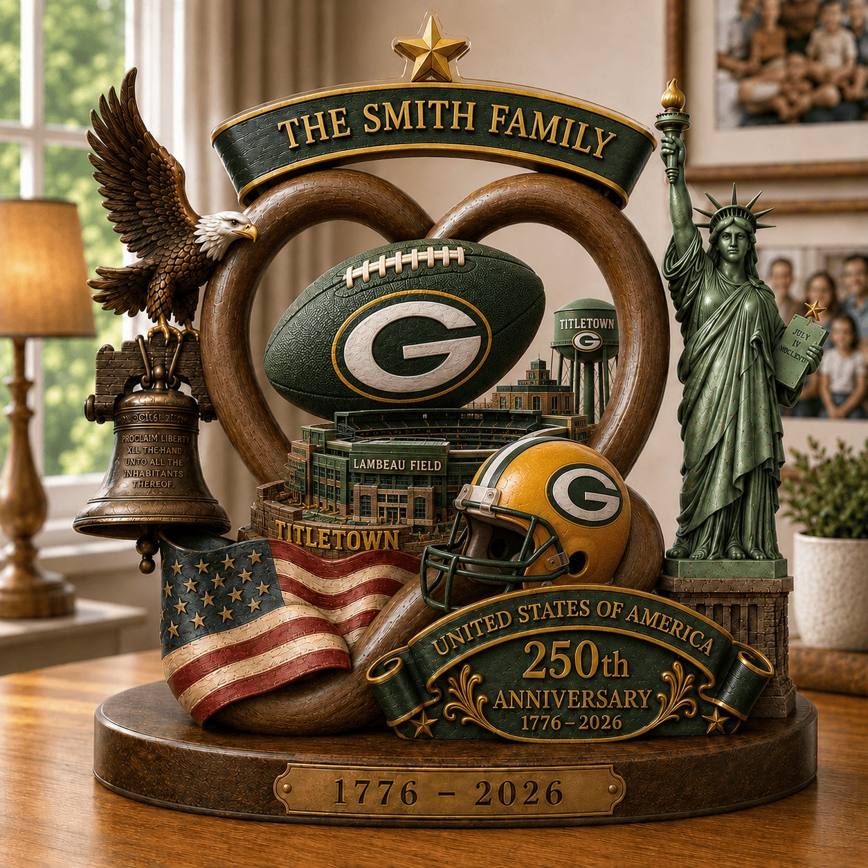 PREMIUM NFL X GB Team Mix 250th Anniversary Acrylic Block Plaque Custom Name  120626
