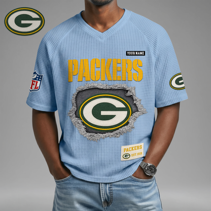PREMIUM NFL X GBP Game Day Waffle V-neck T-shirt 110626