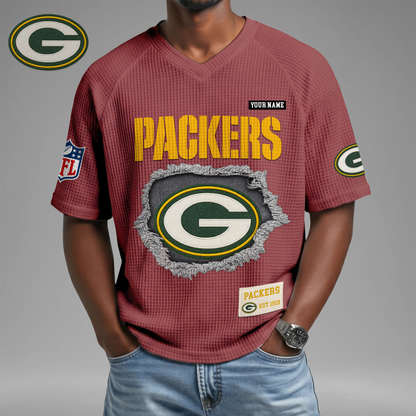 PREMIUM NFL X GBP Game Day Waffle V-neck T-shirt 110626
