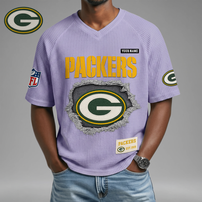 PREMIUM NFL X GBP Game Day Waffle V-neck T-shirt 110626