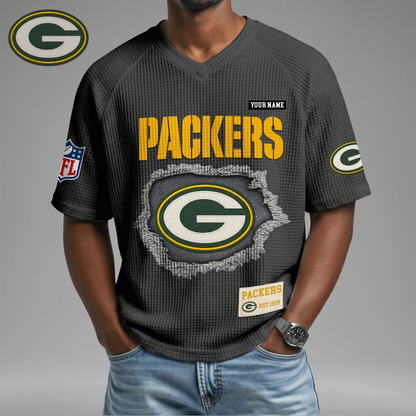 PREMIUM NFL X GBP Game Day Waffle V-neck T-shirt 110626