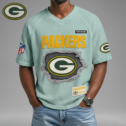PREMIUM NFL X GBP Game Day Waffle V-neck T-shirt 110626