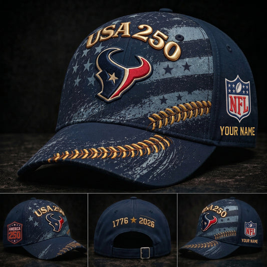 PREMIUM NFL X HOU GAMEDAY EXCLUSIVE PERSONALIZED 250 YEAR ANNIVERSARY CAP 010726