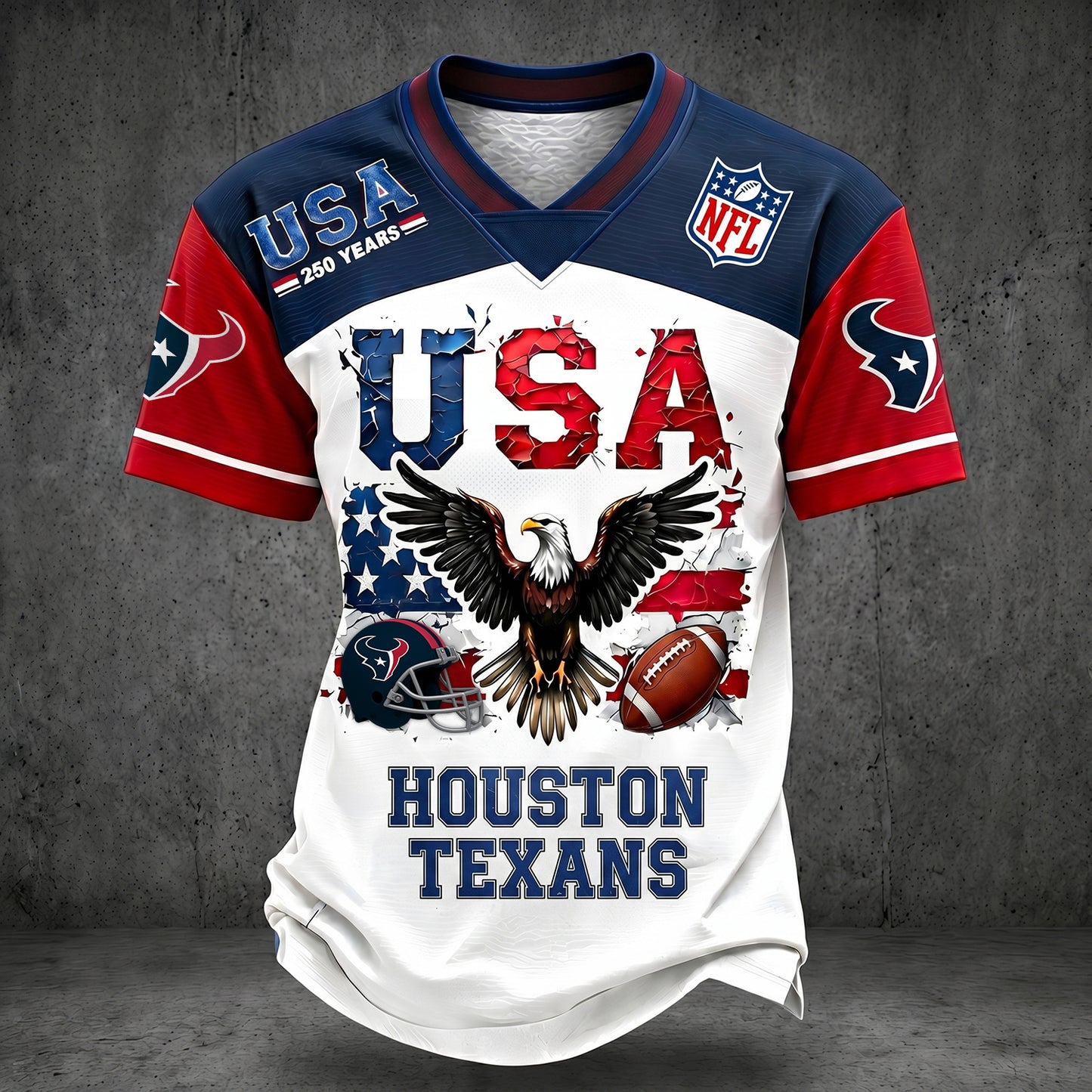 PREMIUM NFL X HOU LUXURY V-Neck 250 Years Of T- Shirt 160626