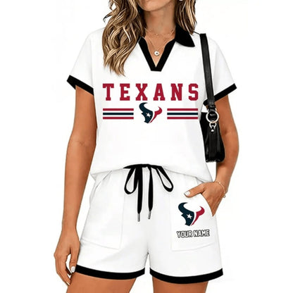 PREMIUM NFL X HOU Retro Athletic Contrast Polo Set FOR SUMMER HOLIDAY NDT NHM 100626