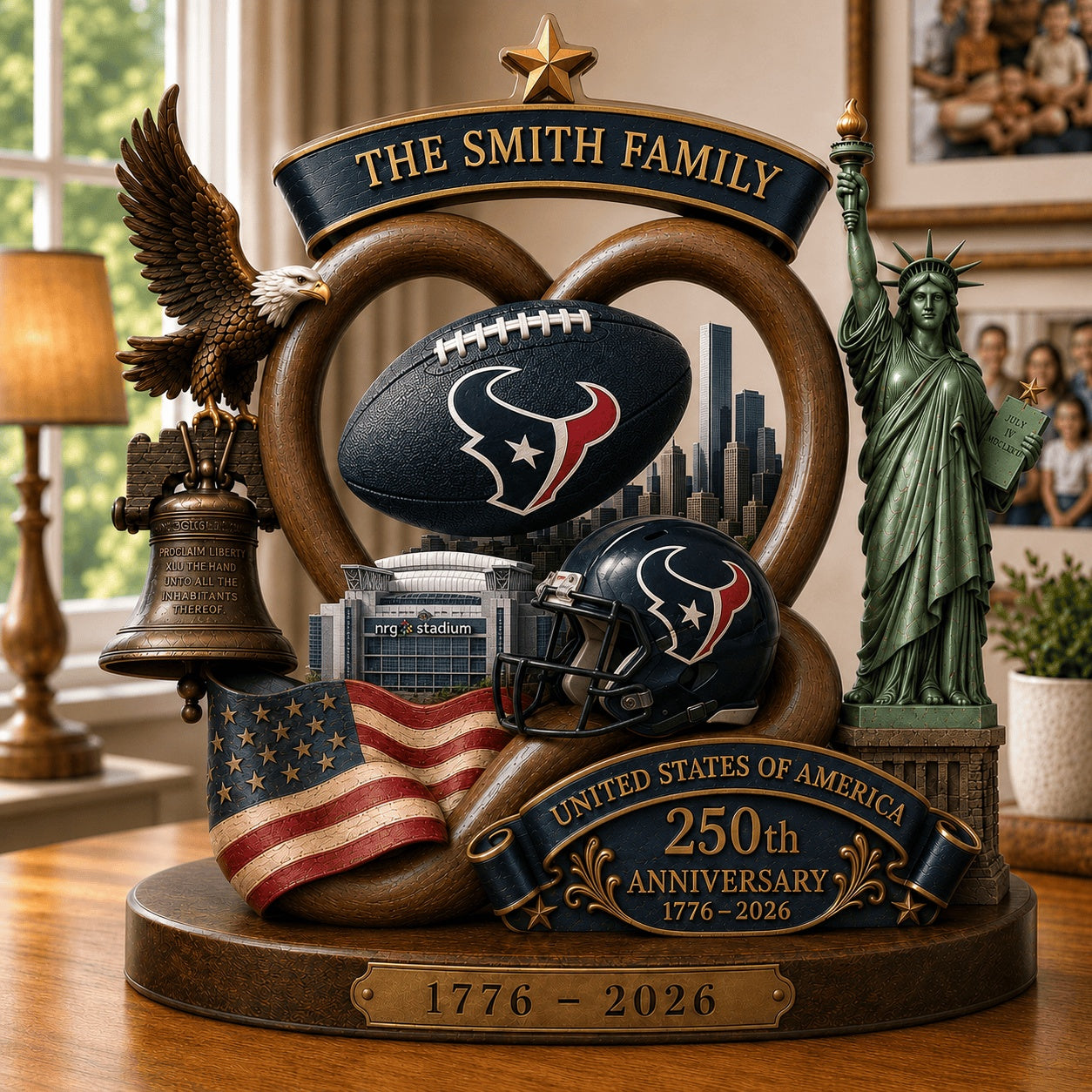 PREMIUM NFL X HOU Team Mix 250th Anniversary Acrylic Block Plaque Custom Name  120626