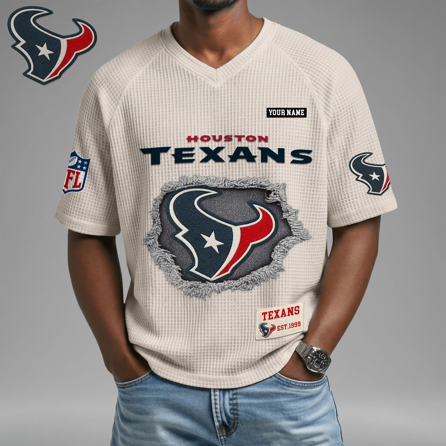 PREMIUM NFL X HT Game Day Waffle V-neck T-shirt 110626