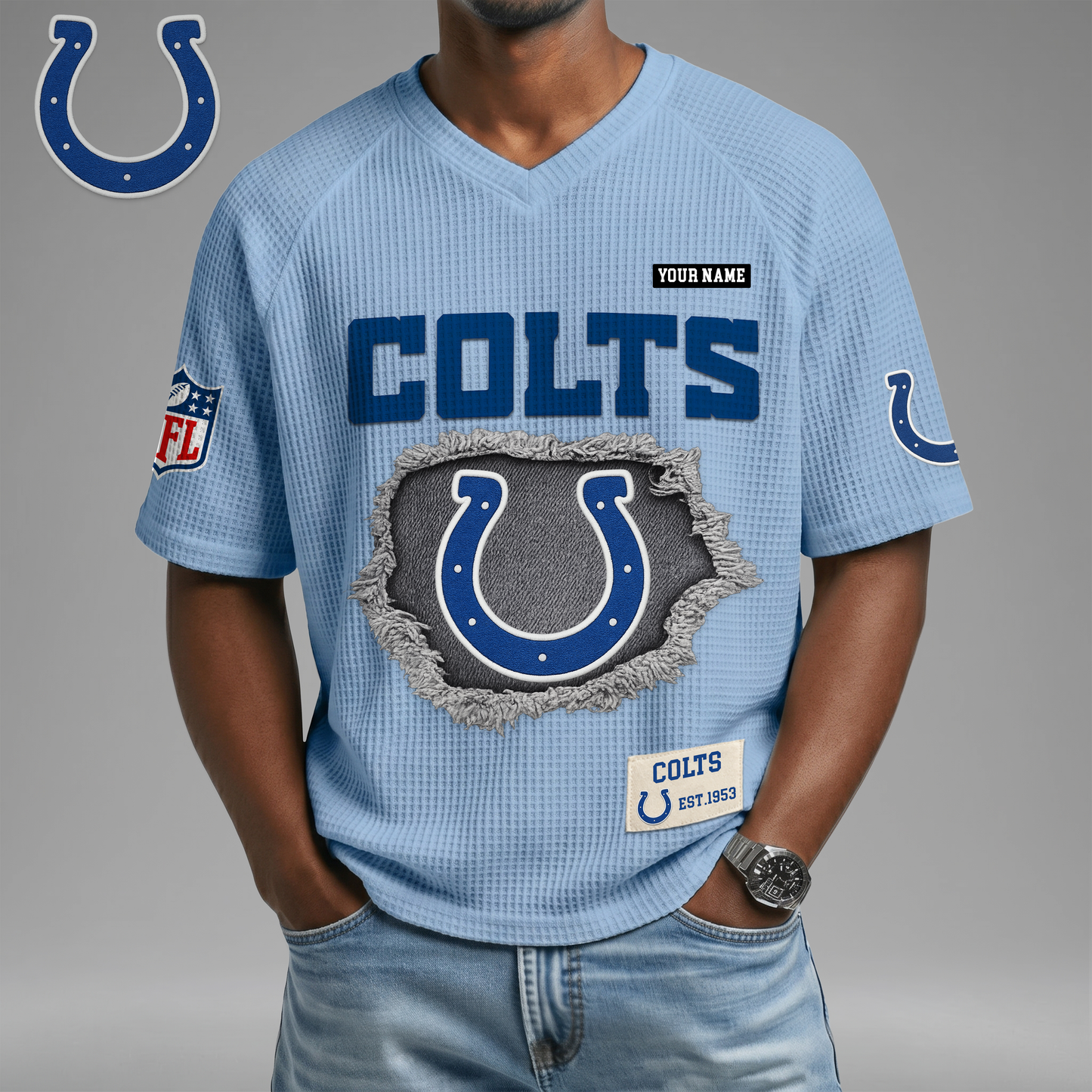 PREMIUM NFL X IC Game Day Waffle V-neck T-shirt 110626