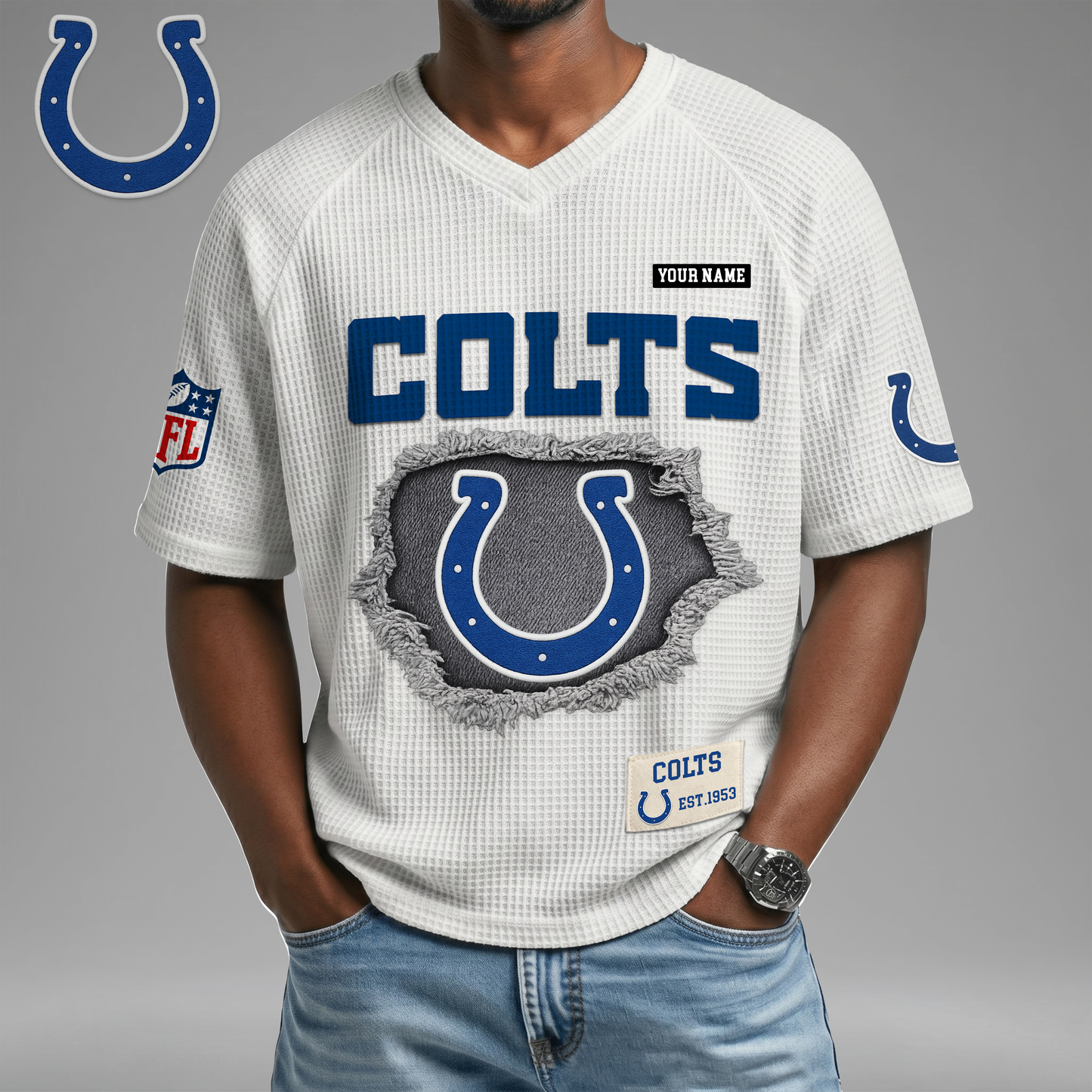 PREMIUM NFL X IC Game Day Waffle V-neck T-shirt 110626