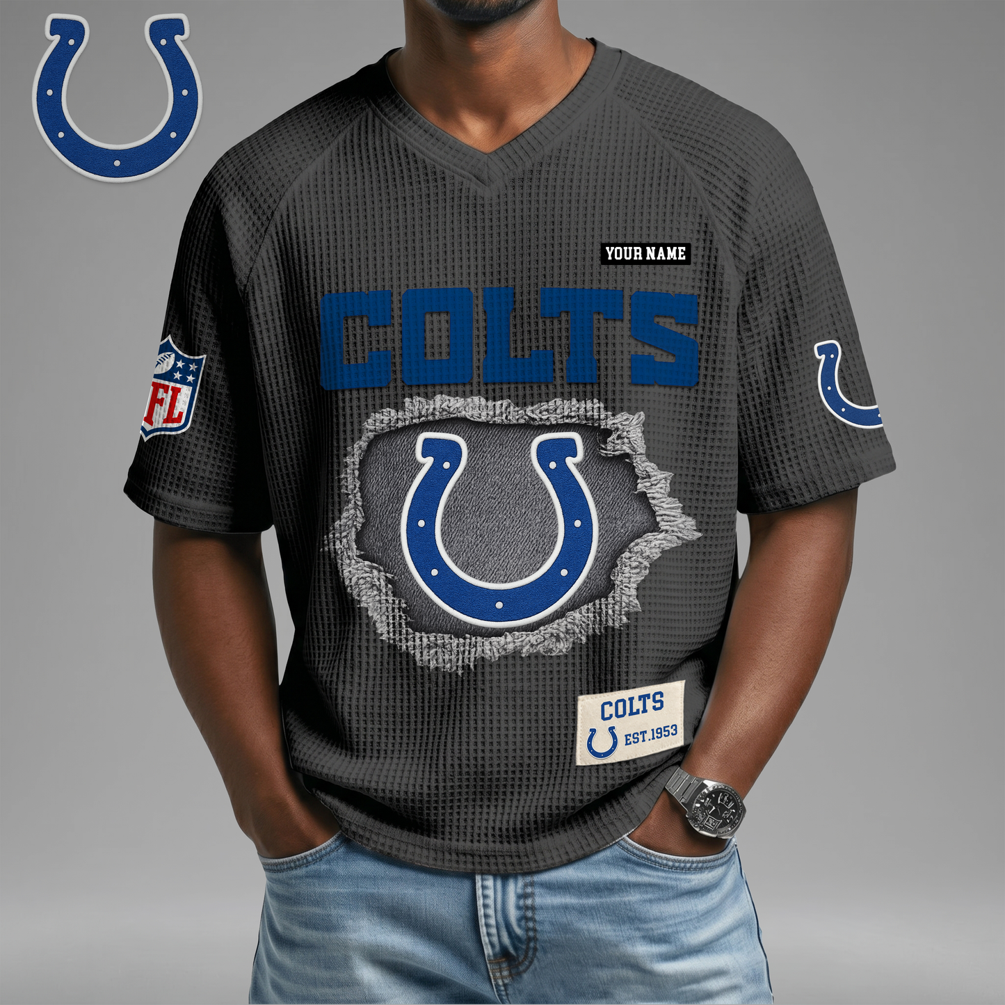 PREMIUM NFL X IC Game Day Waffle V-neck T-shirt 110626