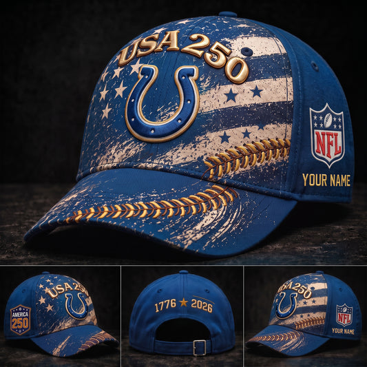 PREMIUM NFL X IND GAMEDAY EXCLUSIVE PERSONALIZED 250 YEAR ANNIVERSARY CAP 010726