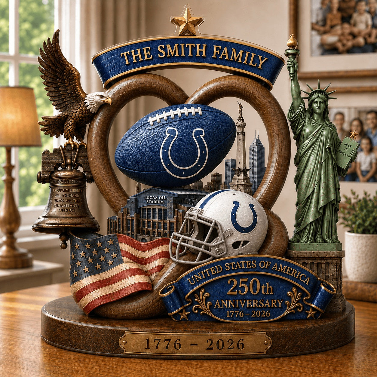 PREMIUM NFL X IND Team Mix 250th Anniversary Acrylic Block Plaque Custom Name  120626