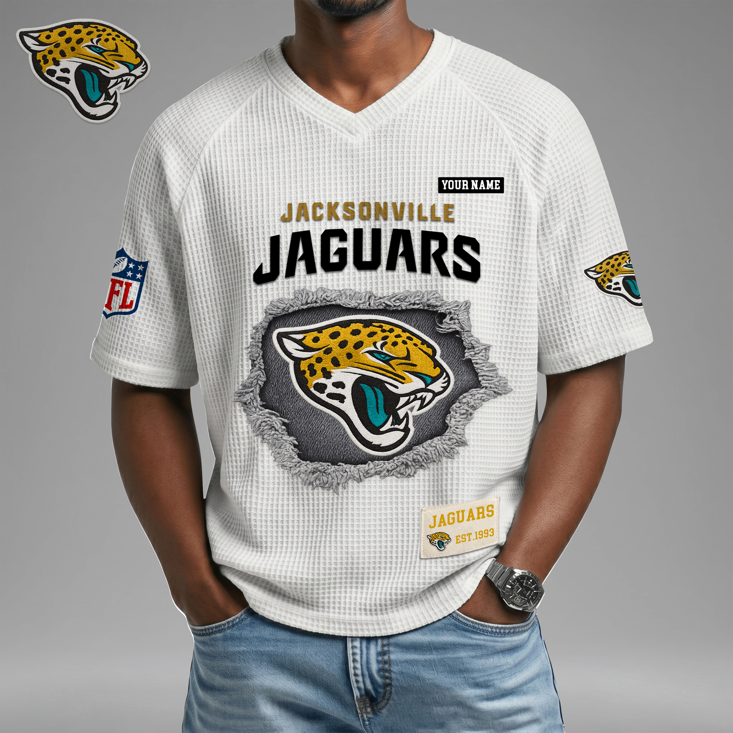 PREMIUM NFL X JJ Game Day Waffle V-neck T-shirt 110626