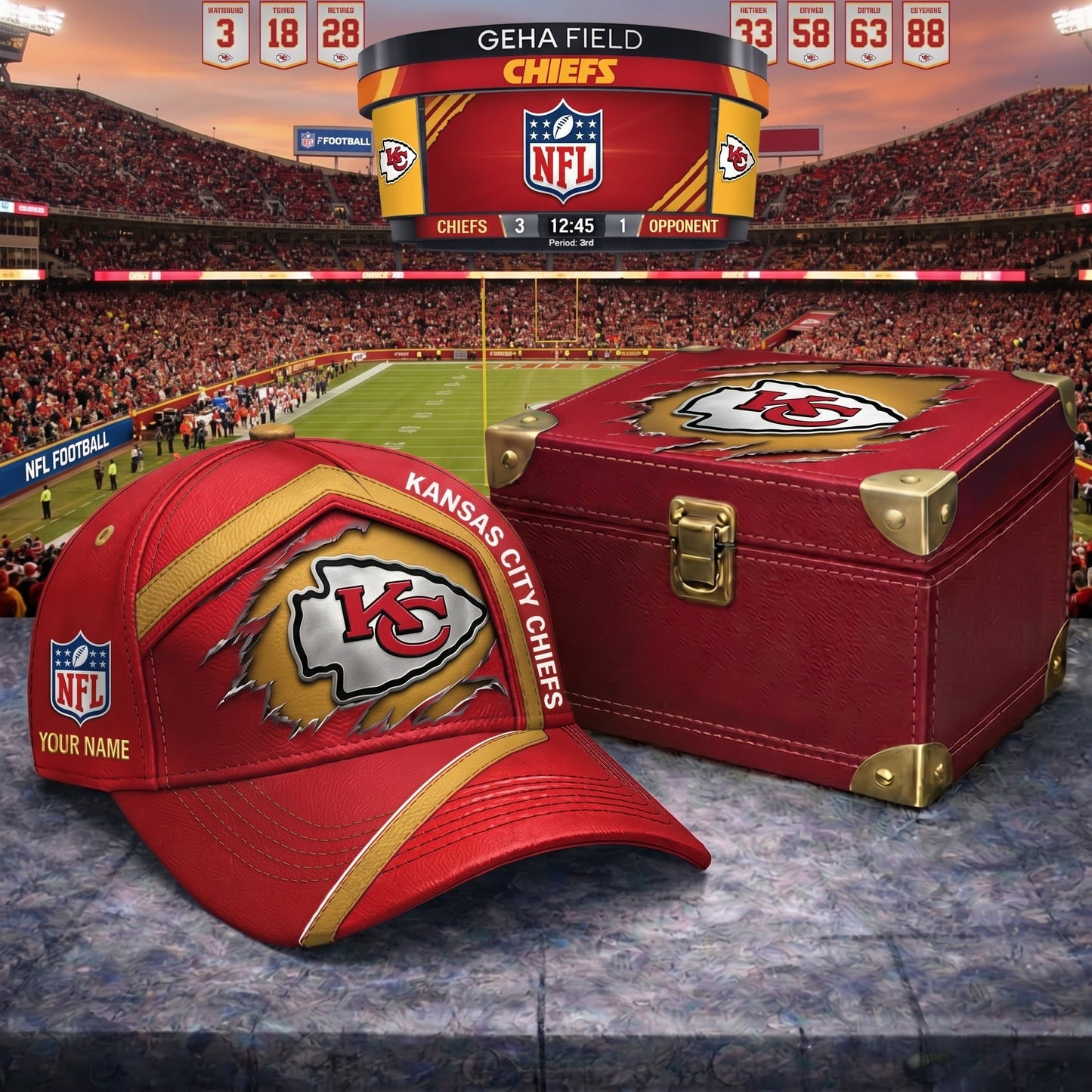 PREMIUM NFL X KCC CRACK CUSTOME NAME HAT LIMITED EDITIONS NDT VHM 220426