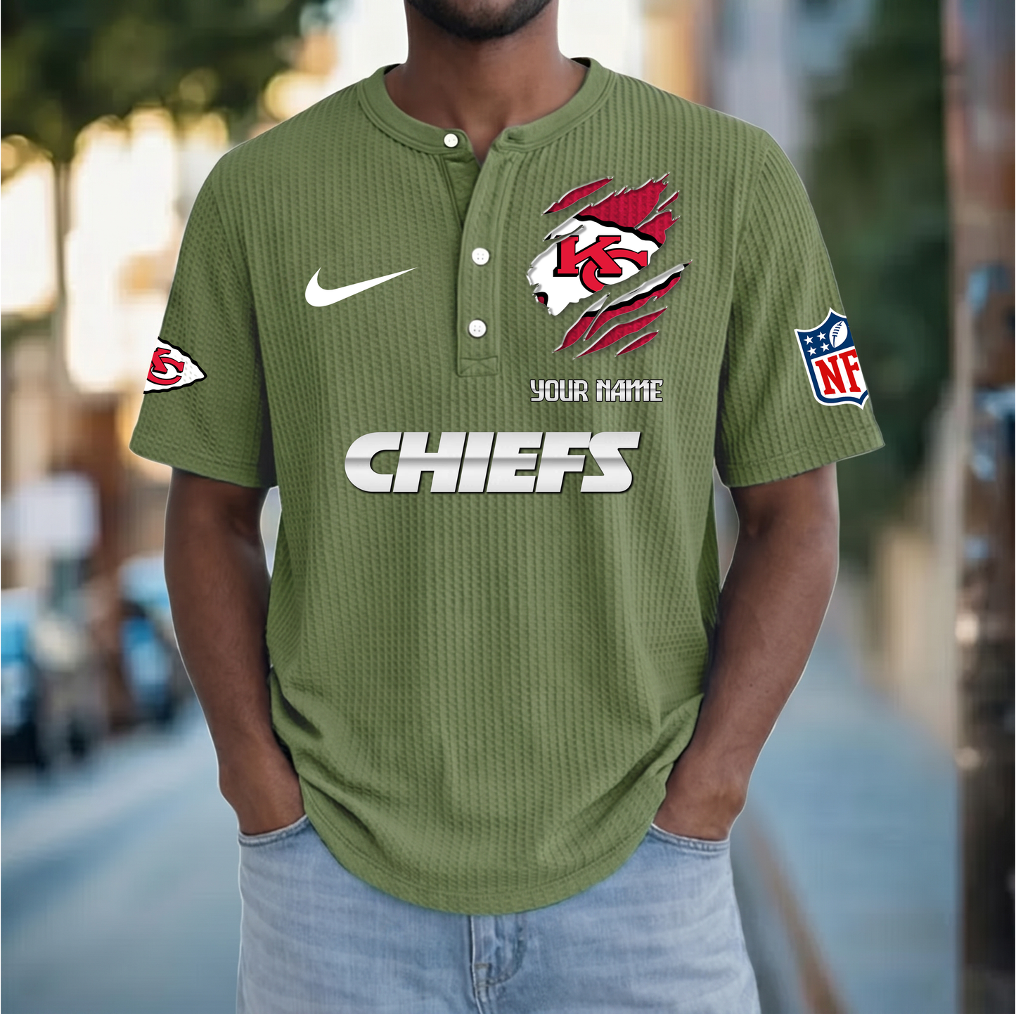 PREMIUM NFL  X  KCC Crew neck button Henry Shirt Limited Editions NDT VHM 230426