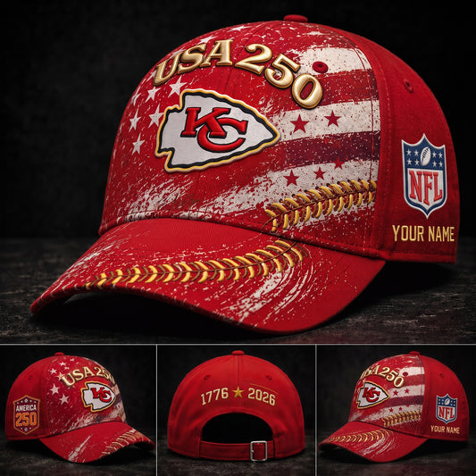 PREMIUM NFL X KCC GAMEDAY EXCLUSIVE PERSONALIZED 250 YEAR ANNIVERSARY CAP 010726
