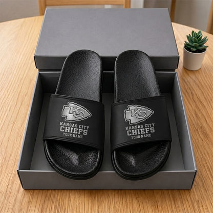 PREMIUM NFL X KCC New Black Slippers All Size Custom Name FOR SUMMER HOLIDAY NDT VHM 160626