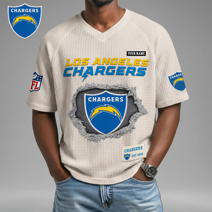 PREMIUM NFL X LAC Game Day Waffle V-neck T-shirt 110626