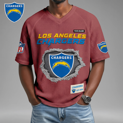 PREMIUM NFL X LAC Game Day Waffle V-neck T-shirt 110626