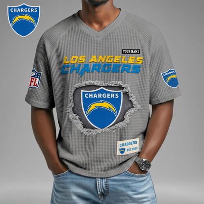 PREMIUM NFL X LAC Game Day Waffle V-neck T-shirt 110626