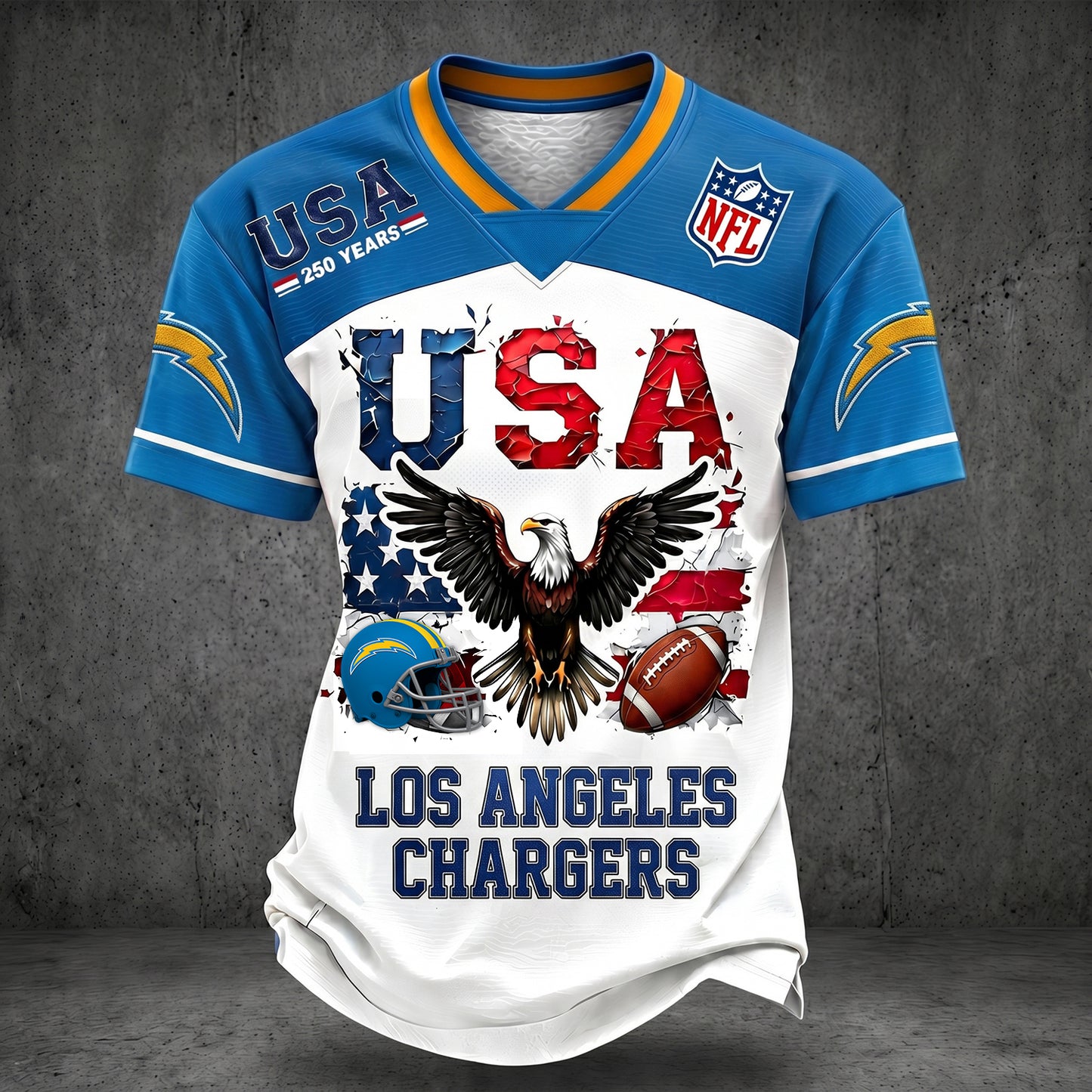 PREMIUM NFL X LAC LUXURY V-Neck 250 Years Of T- Shirt 160626
