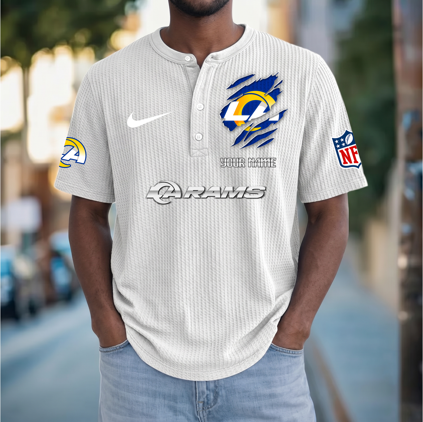 PREMIUM NFL  X  LAR Crew neck button Henry Shirt Limited Editions NDT VHM 230426
