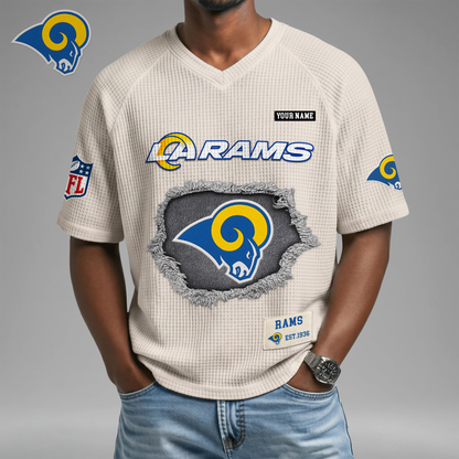 PREMIUM NFL X LAR Game Day Waffle V-neck T-shirt 110626