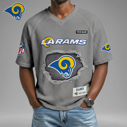 PREMIUM NFL X LAR Game Day Waffle V-neck T-shirt 110626