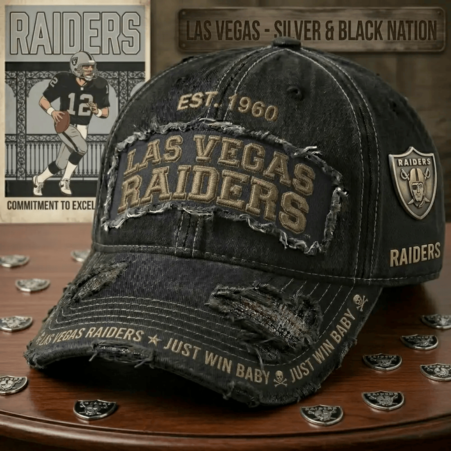 PREMIUM NFL X LV Denim Washed Custom Name HAT NDT NHM 050526