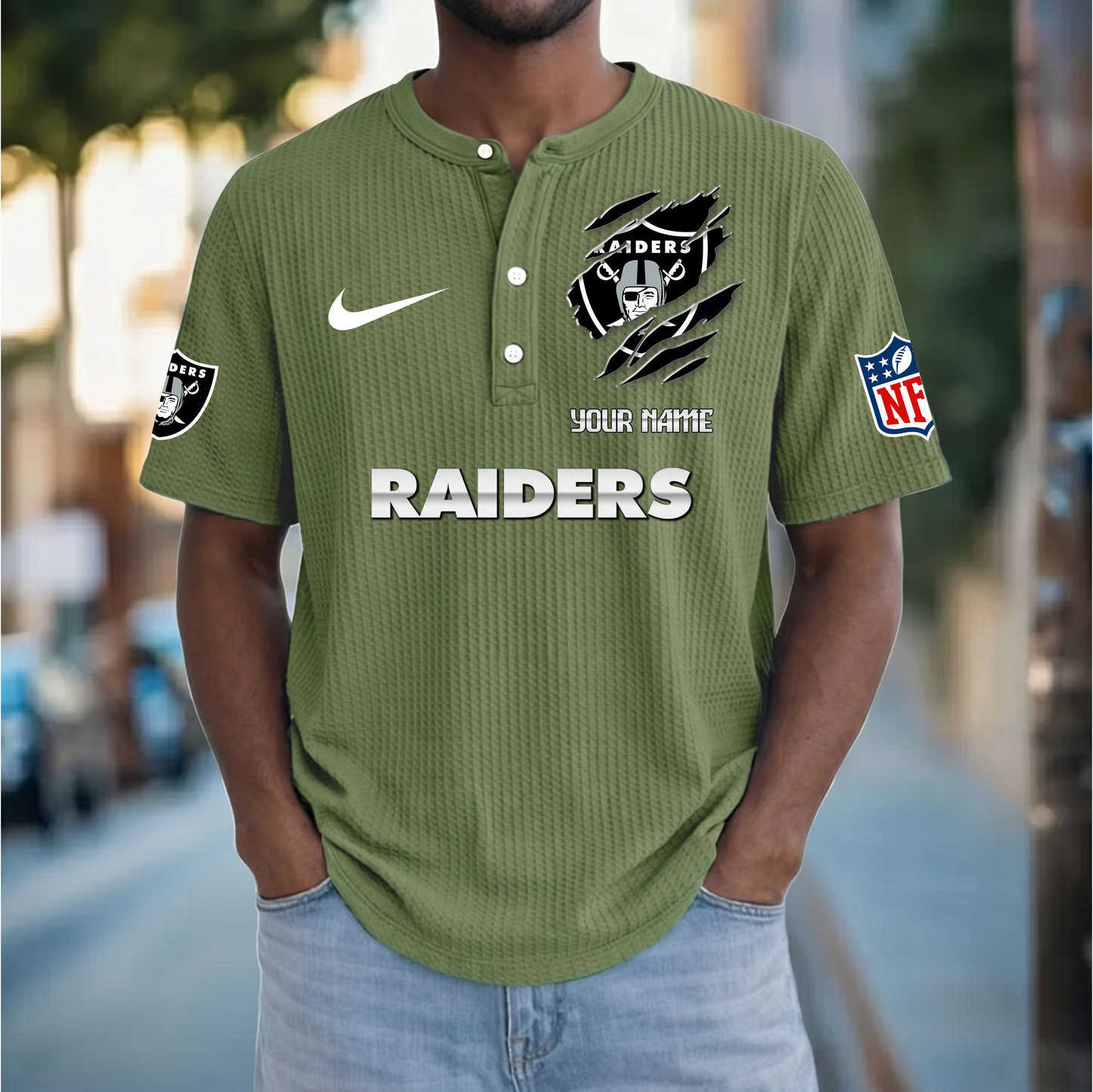 PREMIUM NFL  X  LVR Crew neck button Henry Shirt Limited Editions NDT VHM 230426