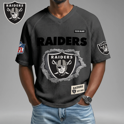 PREMIUM NFL X LVR Game Day Waffle V-neck T-shirt 110626