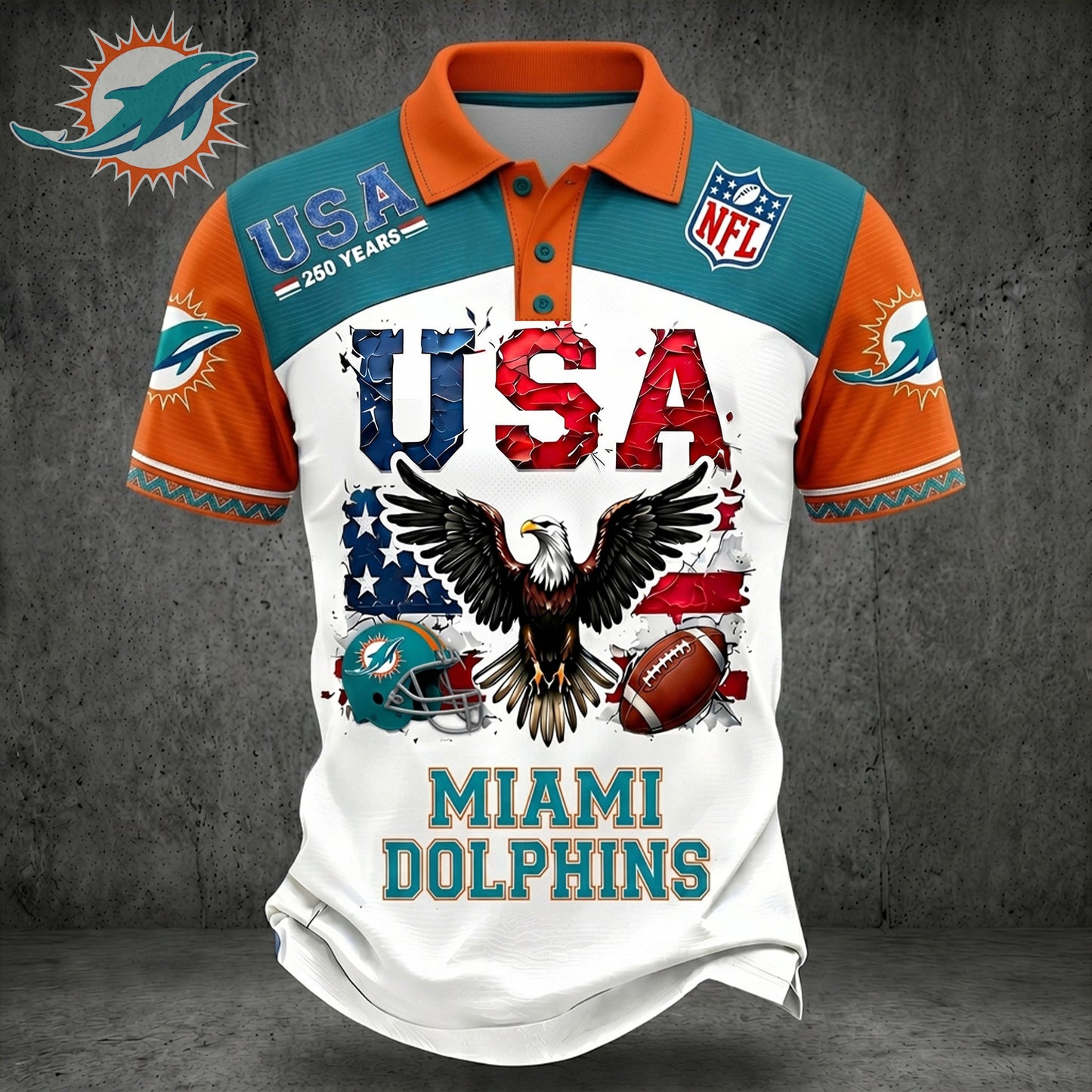PREMIUM NFL X MIA 250TH Anniversary LUXURY POLO Shirt Shirt 170626