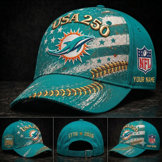 PREMIUM NFL X MIA GAMEDAY EXCLUSIVE PERSONALIZED 250 YEAR ANNIVERSARY CAP 010726