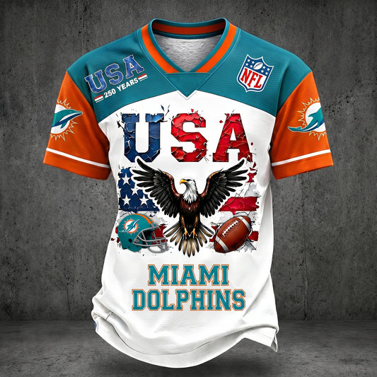 PREMIUM NFL X MIA LUXURY V-Neck 250 Years Of T- Shirt 160626