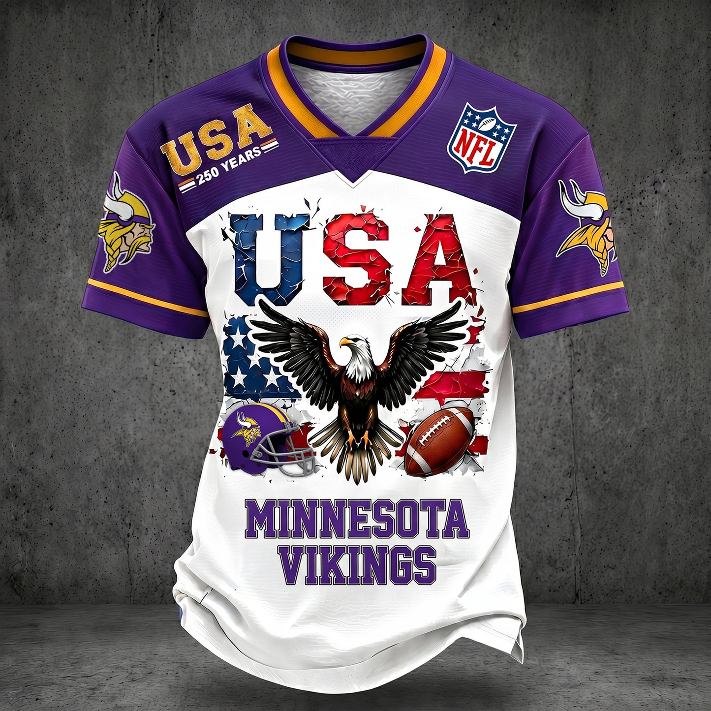 PREMIUM NFL X MIN LUXURY V-Neck 250 Years Of T- Shirt 160626