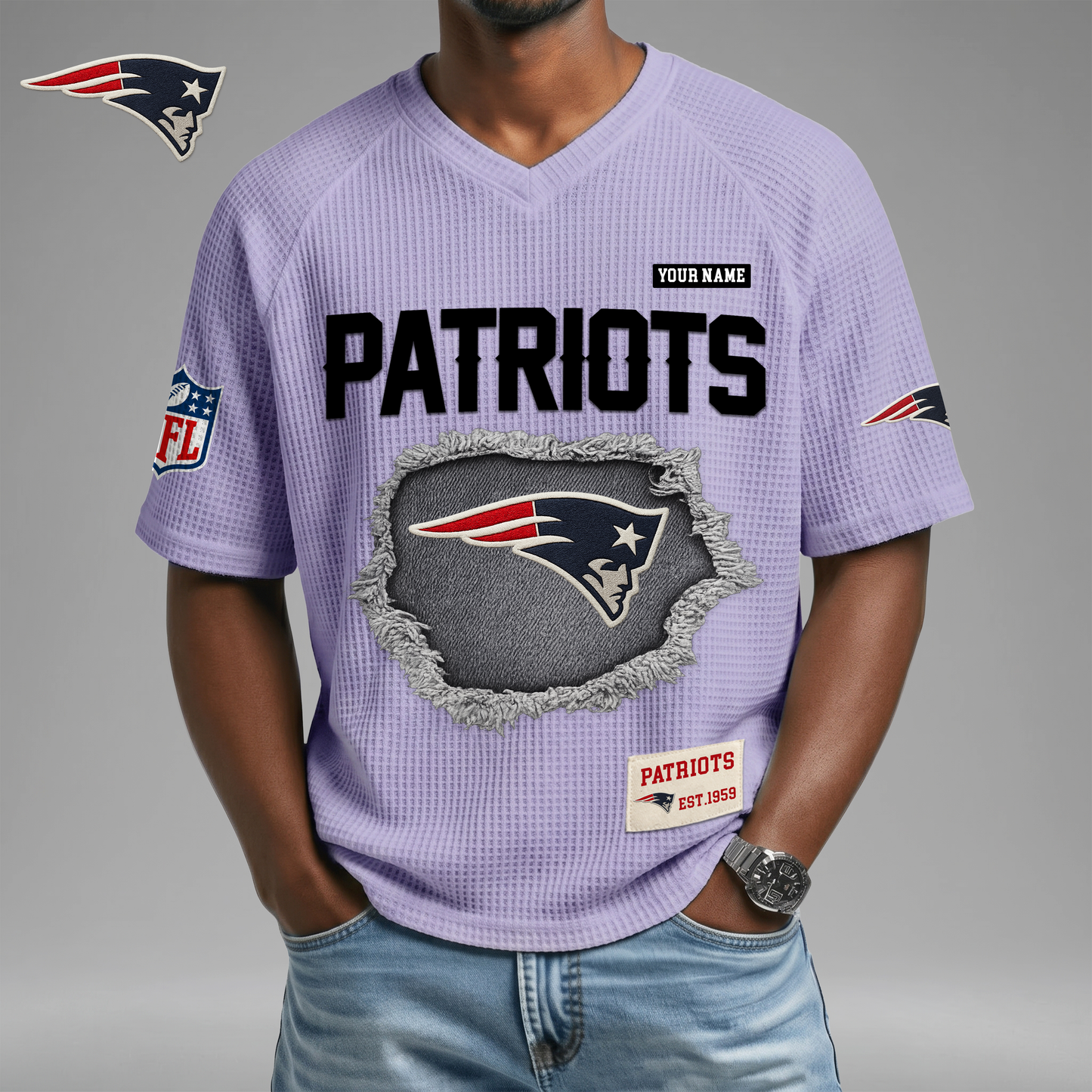 PREMIUM NFL X NEP Game Day Waffle V-neck T-shirt 110626