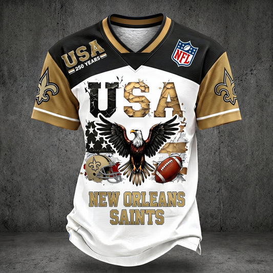 PREMIUM NFL X NO LUXURY V-Neck 250 Years Of T- Shirt 160626