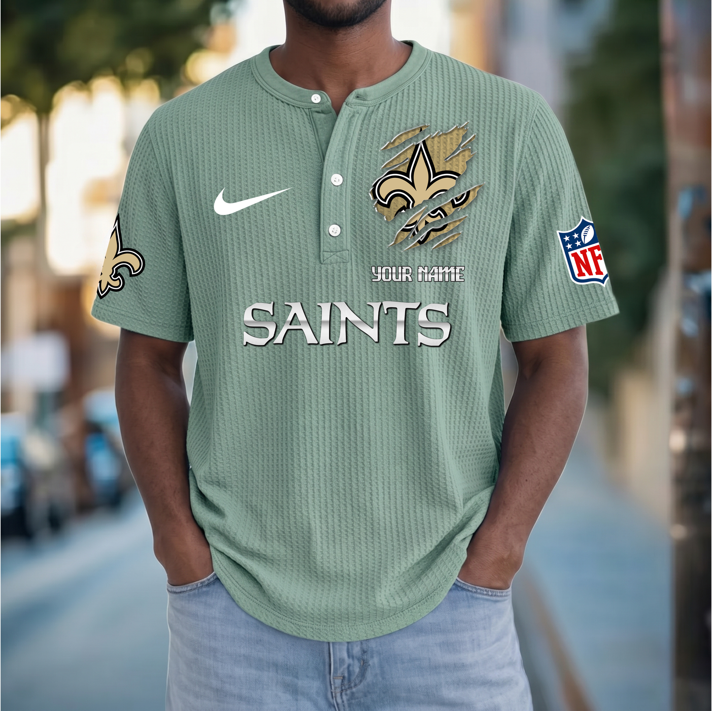 PREMIUM NFL  X  NOS  Crew neck button Henry Shirt Limited Editions NDT VHM 230426