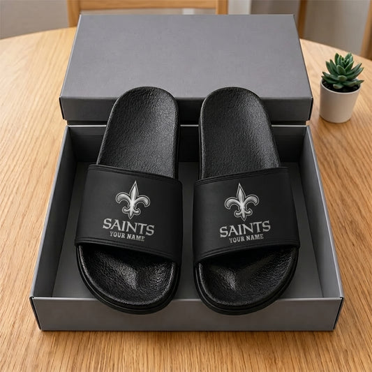PREMIUM NFL X NOS New Black Slippers All Size Custom Name FOR SUMMER HOLIDAY NDT VHM 160626