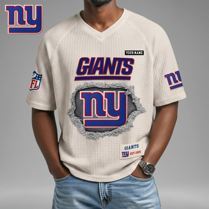 PREMIUM NFL X NYG Game Day Waffle V-neck T-shirt 110626