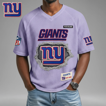 PREMIUM NFL X NYG Game Day Waffle V-neck T-shirt 110626