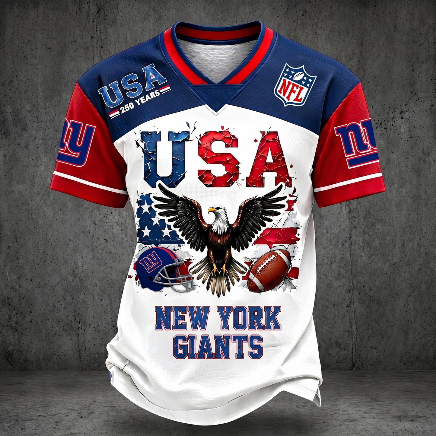 PREMIUM NFL X NYG LUXURY V-Neck 250 Years Of T- Shirt 160626