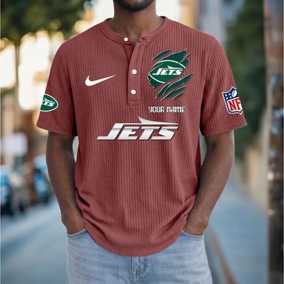 PREMIUM NFL  X  NYJ Crew neck button Henry Shirt Limited Editions NDT VHM 230426