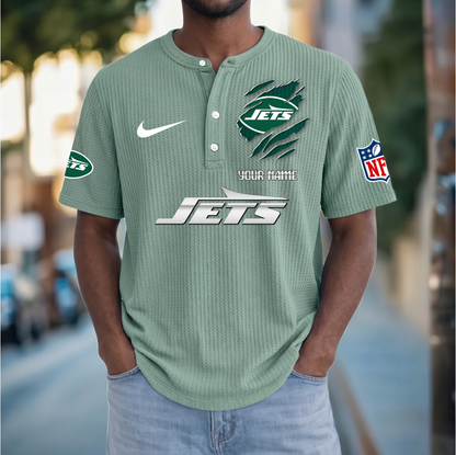 PREMIUM NFL  X  NYJ Crew neck button Henry Shirt Limited Editions NDT VHM 230426